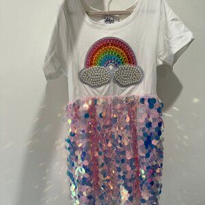NWT Girls Rainbow and Large Sequin Dress